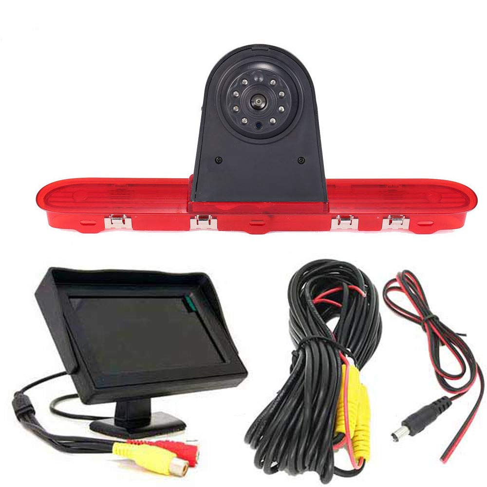 Car Third Roof Top Mount Brake Lamp Rear View Backup Camera for Citroen Dispatch/Toyota Proace/Peugeot Expert Traveller Van 3 Transporter (Reversing Camera+4.3" inch monitor)