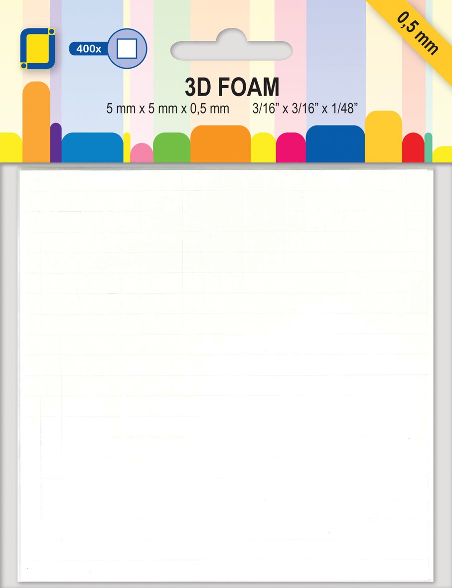 JEJE 3D Foam Dots-0.5 mm, Synthetic Material, White, 14.8 x 11.1 x 0.1 cm