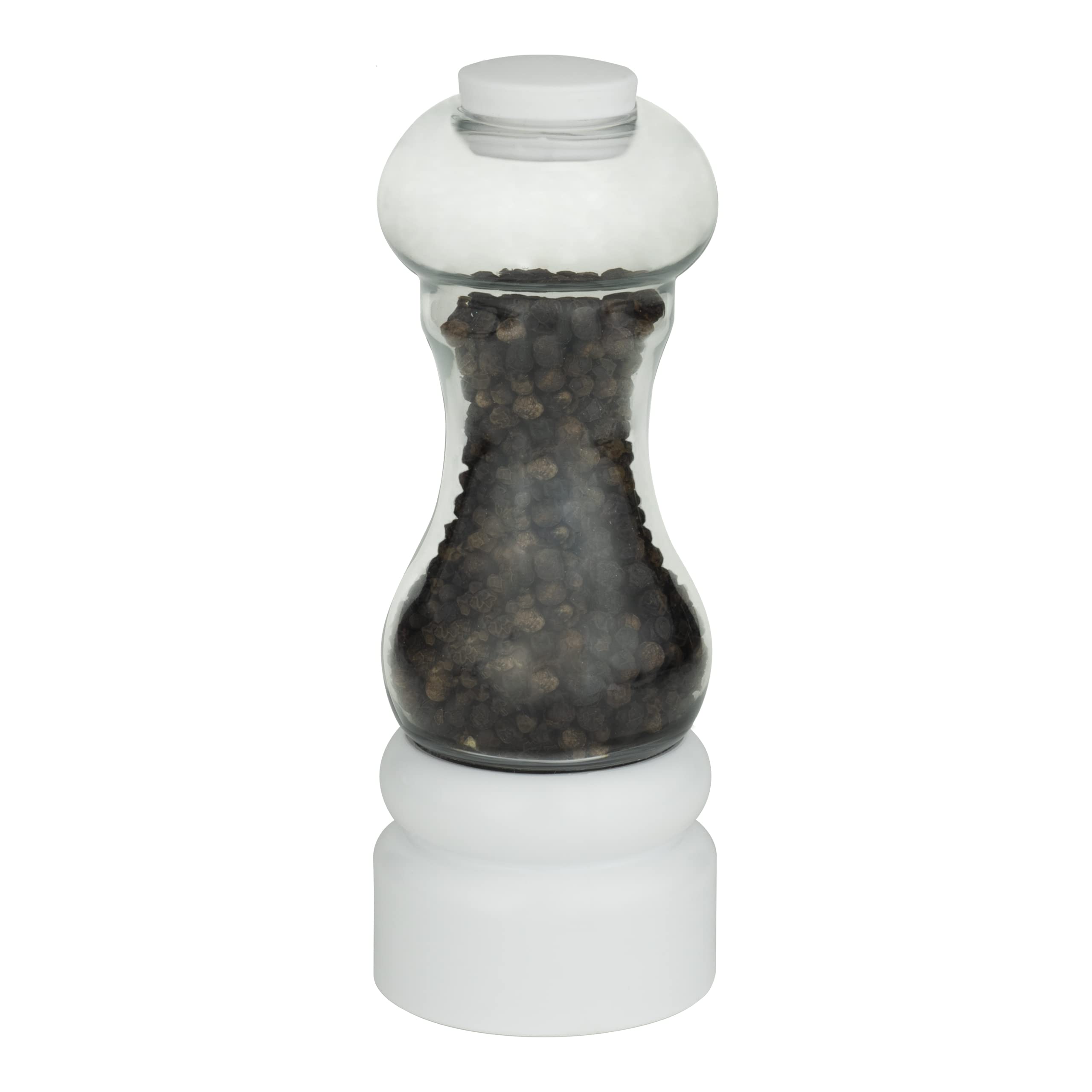 GMill by Grunwerg PET Salt or Pepper Mill with Adjustable Ceramic Grinder, Easy Fill, 16cm, SP-110WT, White
