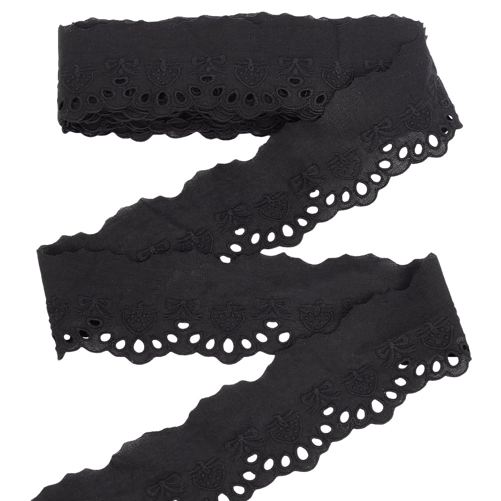 FINGERINSPIRE 7.5Yards/6.8M Cotton Lace Trim 67mm Wide Black Embroidery Eyelet Lace Ribbon Hollowed Cotton Lace Trim Vintage Lace Trim Ribbon for Sewing DIY Crafts Doll Dress Clothes Decoration