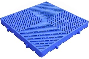 Jeracino Plastic Pallets, Blue Polyethylene Waterproof Sturdy Wear Resistant Storage Pad, Breathable Grid Article Racks for Garage Supermarket Basement, Easy to Stack 19.6 in X L 19.6 in X H 1.96 in