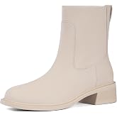 QIY Ankle Boots for Women Square Toe Low Heel Boots | Stretch Boots, Low Heel Womens Boots, Fashion Heeled Dress Fall Winter Flat Boot Short Booties with Side Zipper