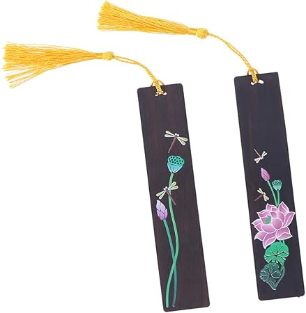 Amazon Frcolor しおり ブックマーク 蓮の花柄 紐付き おしゃれな読書に ハンドメイド 文房具 贈り物 2本セット しおり 文房具 オフィス用品