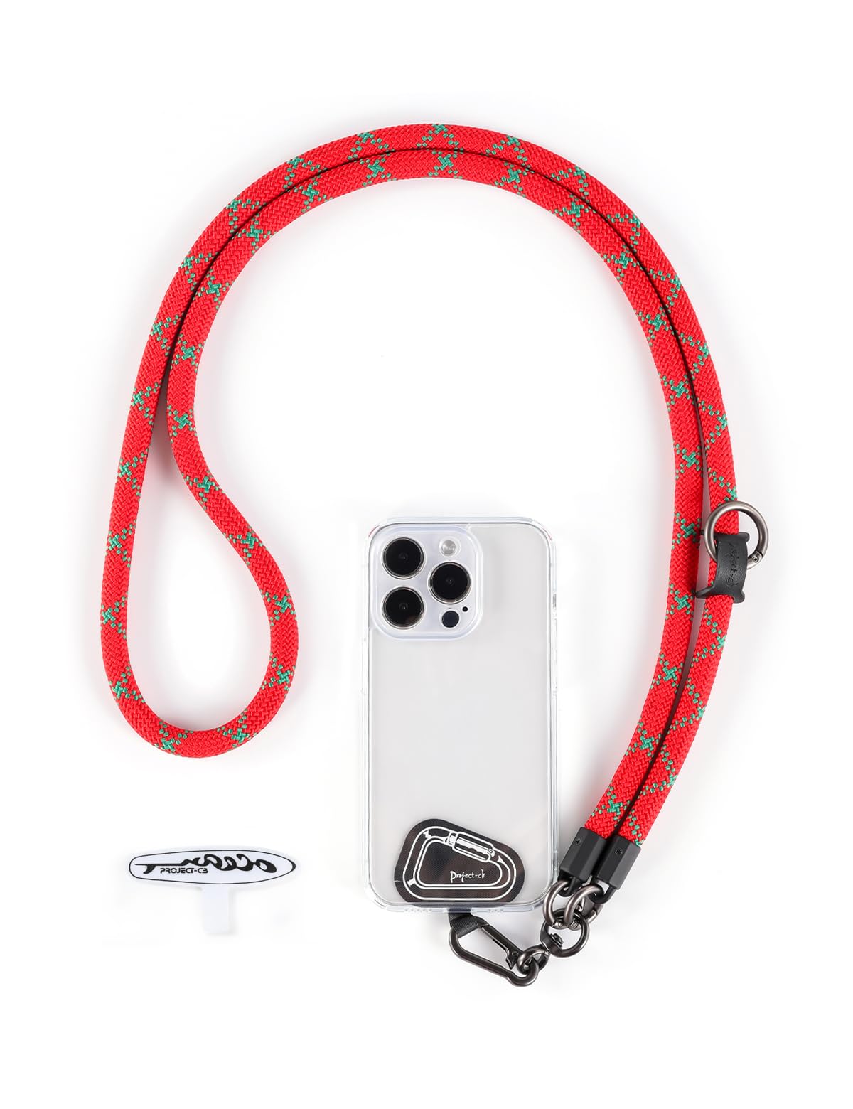 project-cb Cell Phone Lanyard ×1, Tether Tab ×2, Universal Adjustable Phone Strap, Crossbody, Neck Phone Lanyard, Rope Strap (Holiday Red)