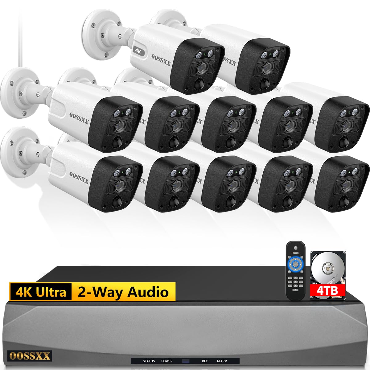 Photo 1 of OOSSXX (4K/8.0 Megapixel & 130° Ultra Wide-Angle) 2-Way Audio PoE Outdoor Home Security Camera System Wired Outdoor Video Surveillance IP Cameras System