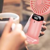 Jsdoin Hand Held Fan 5 Speeds USB Rechargeable Pink Portable 5000mAh view 2