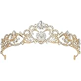 Amariver Gold Wedding Crown Crystal Tiara for Women Queen Crowns Princess Headband Rhinestones Gold Tiaras for Bride Sparkle Hair Accessories for Birthday Prom Pageant Party