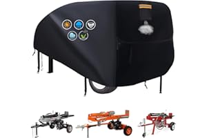 GRABADO Log Splitter Cover Waterproof,Heavy Duty 840D Oxford Wood Splitter Covers with Waterproof Strip,Air Vent,2 Reflective Handles,2 Windproof Buckles,Cover for 15-45 ton Gas or Electric Wood Splitter