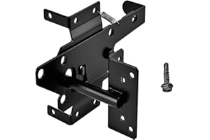 Heavy Duty Fence Self-Locking Gate Latch – Black Finishing Post Mount Steel Automatic Gravity Lever Wood Fence Gate Latches with Fasteners Hardware for Secure Pool/Yard/Garden by LAJIAOZ