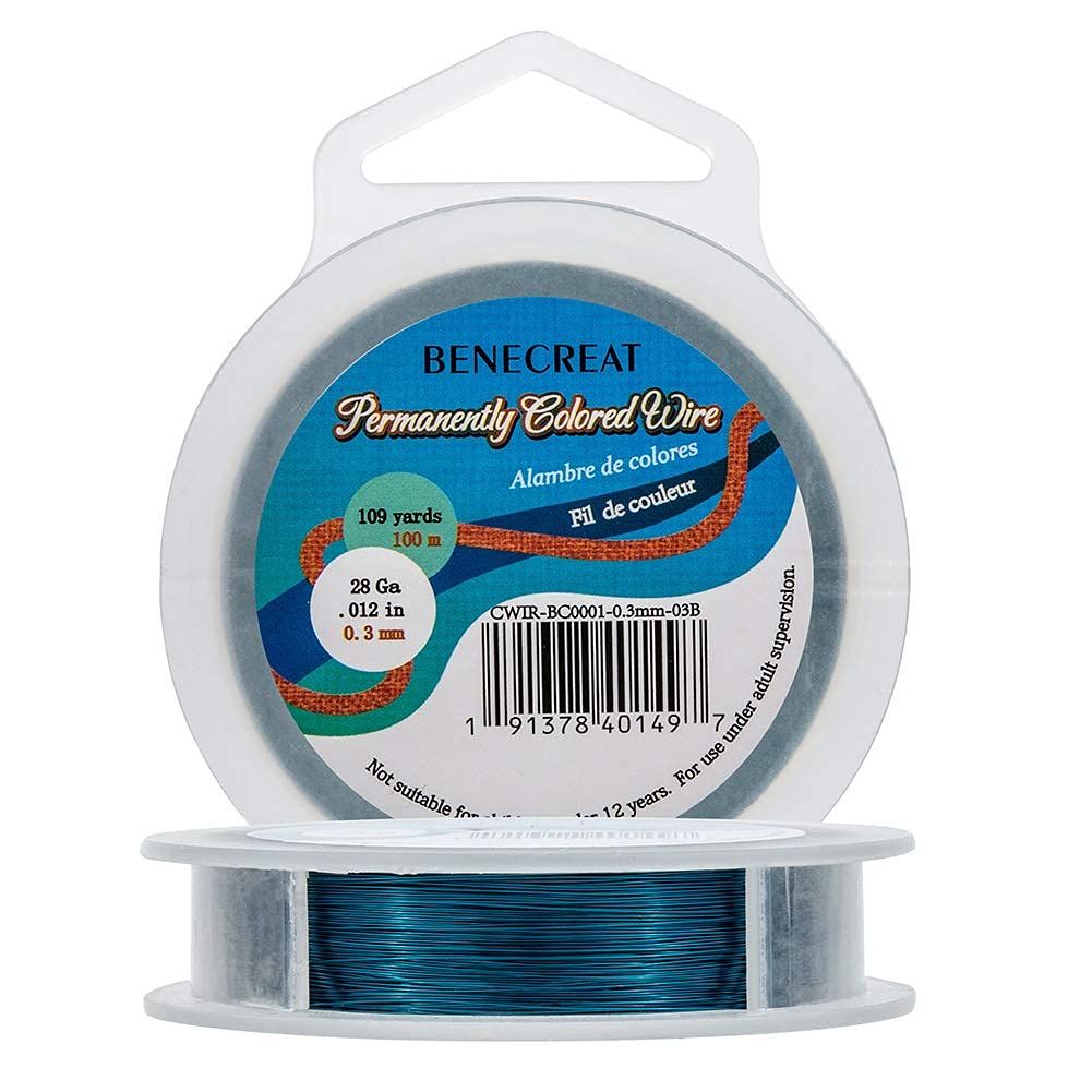 BENECREAT 28Gauge(0.3mm) Tarnish Resistant MarineBlue Wire Jewellery Making Copper Wire, 100M/109Yard
