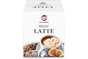 GANOHERB Reishi Mushroom Latte Coffee Powder, 4 in 1 Instant Arabica Coffee with Organic Ganoderma Lucidum Extract to Improve Appetite Stress Relief, Rich Taste Excellent Flavor, 11.1oz (15 Count)
