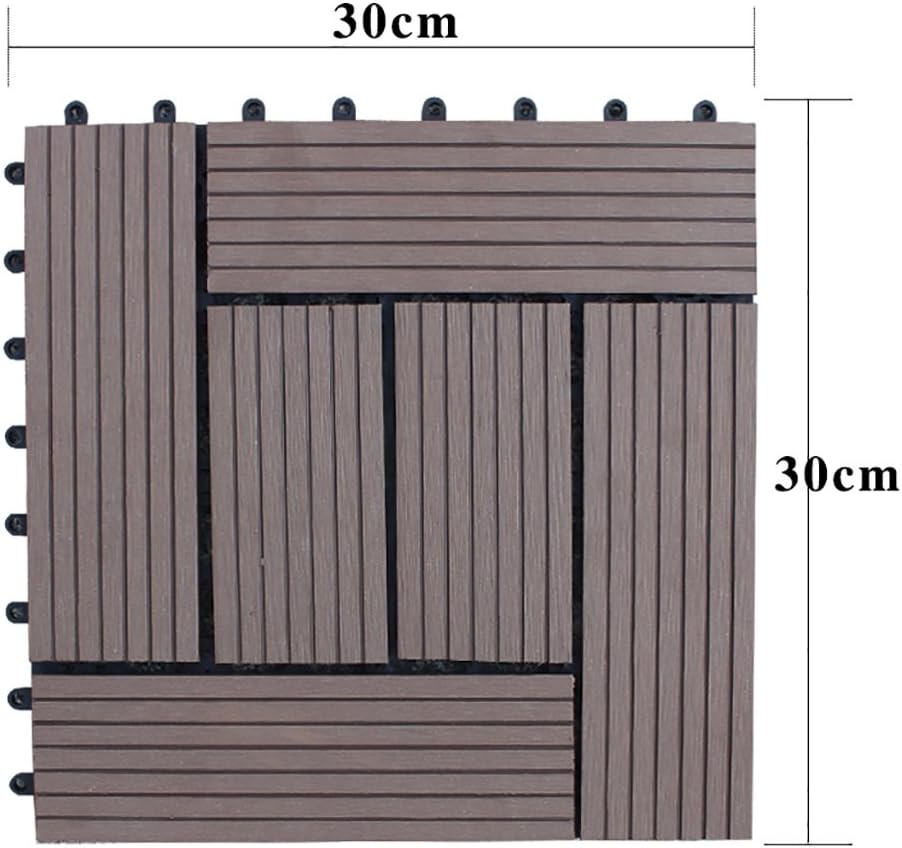 Flooring Outdoor Flooring, Plastic Wood DIY Garden Courtyard Anti-skid Floor Indoor Balcony Bathroom Anti-corrosion WPC Flooring size:30*30*2.2cm (Color : E, Size : 30*30cm)