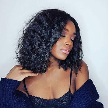 Amazon Com Deep Curly Lace Front Bob Wig Short Human Hair Lace