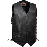 Milwaukee Leather SH1397 Men's Classic Black Leather Side Lace Vest