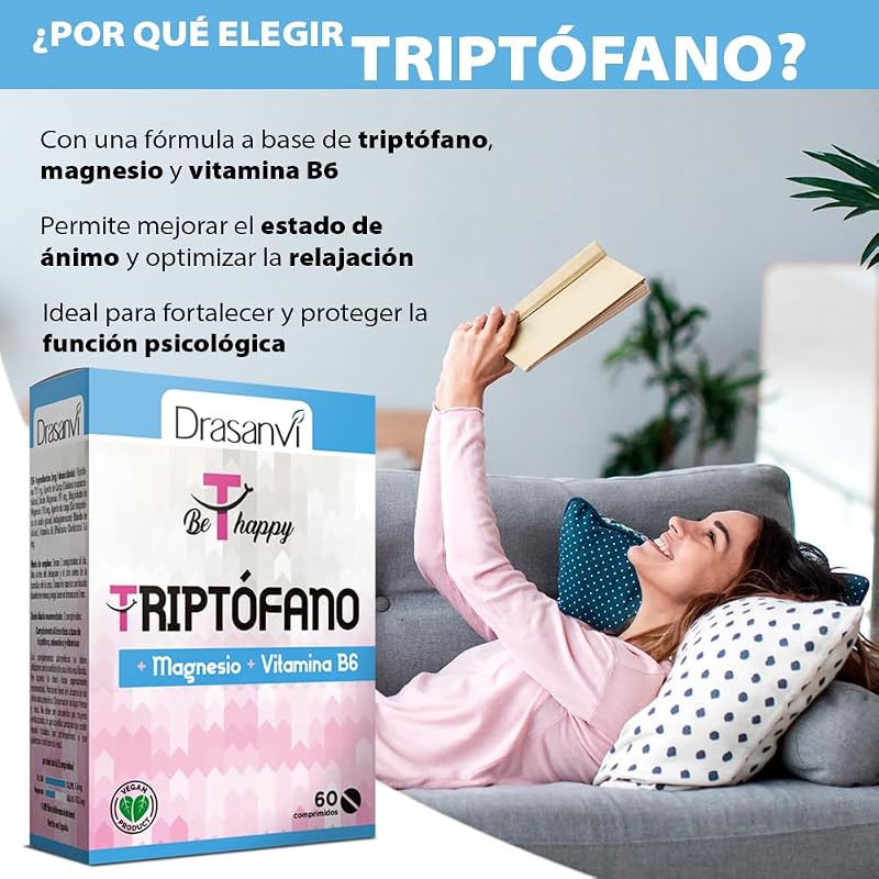 Drasanvi triptofano em 60 comprimidos para descanso diário sem glúten