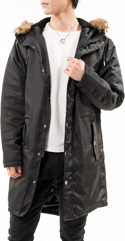 Amazon トップイズム ファー脱着式 中綿入り メンズ モッズコート ミリタリー ジャケット ロング コート 軽量 ブルゾン コート ジャケット 通販