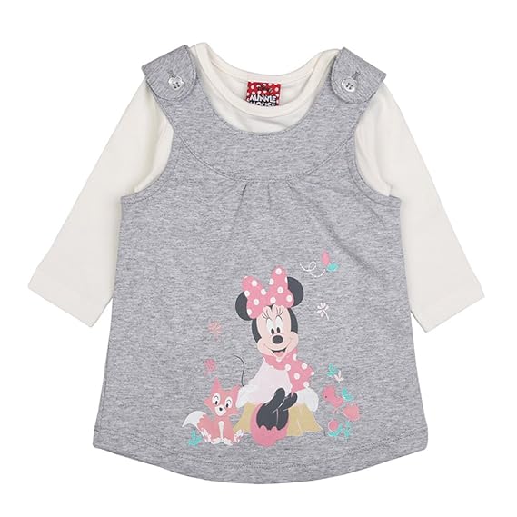 Disney Filles Minnie Mouse Robe Mélange Gris Clair Taille