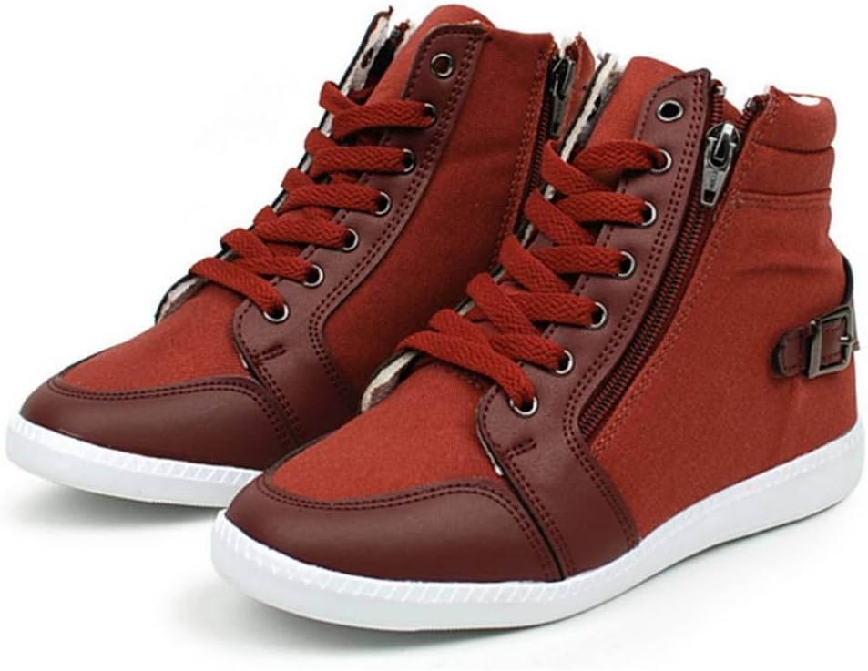 EpicStep Women's Casual Canvas High Tops Zip Lace Up Hidden Wedges Fashion Sneakers Shoes