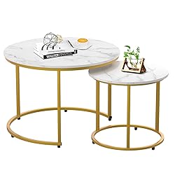 AuraBasic Nesting Table Set of 2, Round Coffee