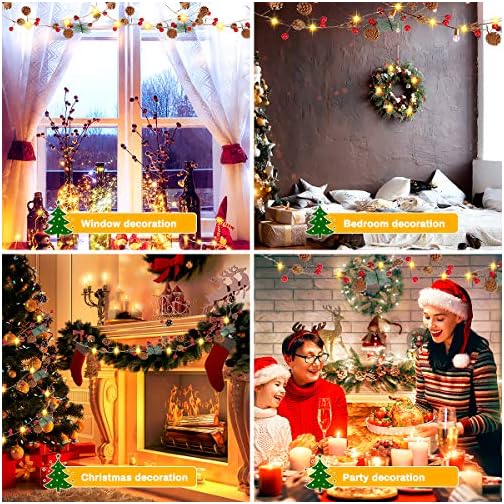 BestFire 9.84FT Christmas Pinecones String Lights with 30 LED Red Berry Bell Xmas Garland Pinecone Fairy String Lights… - Image 8