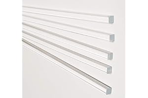 BEST ACRYLICS 5 Pcs 1/4” x 1/4" x 36” Long Square Clear Acrylic Plexiglass Plastic Rod - .25" - 6.35mm x 6.35mm Bar