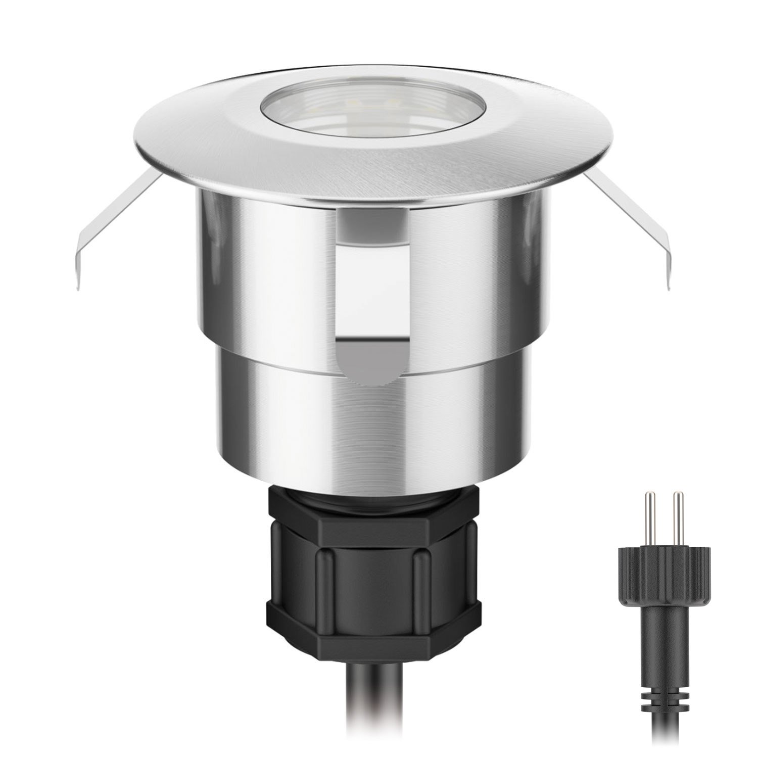 ledscom.de LED in-ground luminaire Atria for Outdoor use, IP65, Stainless Steel, Round, 40mm Ø, Warm White