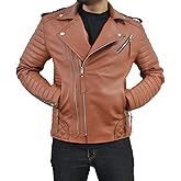 Mens Leather Jacket - Biker Leather Jacket For Men - Lightweight Slim Mens Leather Motorcycle Jackets Black Real Lambskin