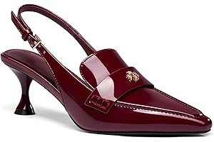 Coutgo Women's Pointed Toe Sandals Slingback Kitten Heel Pumps Slip On Ankle Buckle Dress Shoes