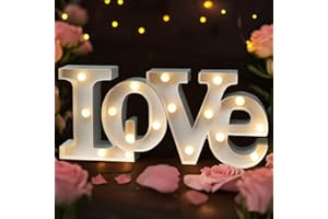 Bright Zeal 16" x 7" Large LOVE Bedroom Decor Lights LED Marquee Letters (WHITE) - LOVE Sign For Wall Table - Wedding Decorations Lights For Church - Valentines Day Decorations For Office Home