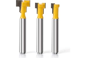 Yueqing Zhongji Keyhole Router bit 1/4 Shank - 5/16 & 3/8 & 1/2 Inch Blade Diameter, 1/4 Inch Shank T Track Router bit T-Slot Bolts Keyhole bit Keyhole Router Bit Set 3pcs
