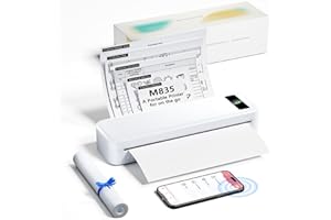 PokeLabel Upgraded M835 Inkless Printer, Portable Printers Wireless for Travel, 300DPI Compact Thermal Bluetooth Vehicles Mobile Printer for Android iOS Smartphone iPad Laptop, Letter/A4/4/3"/2"