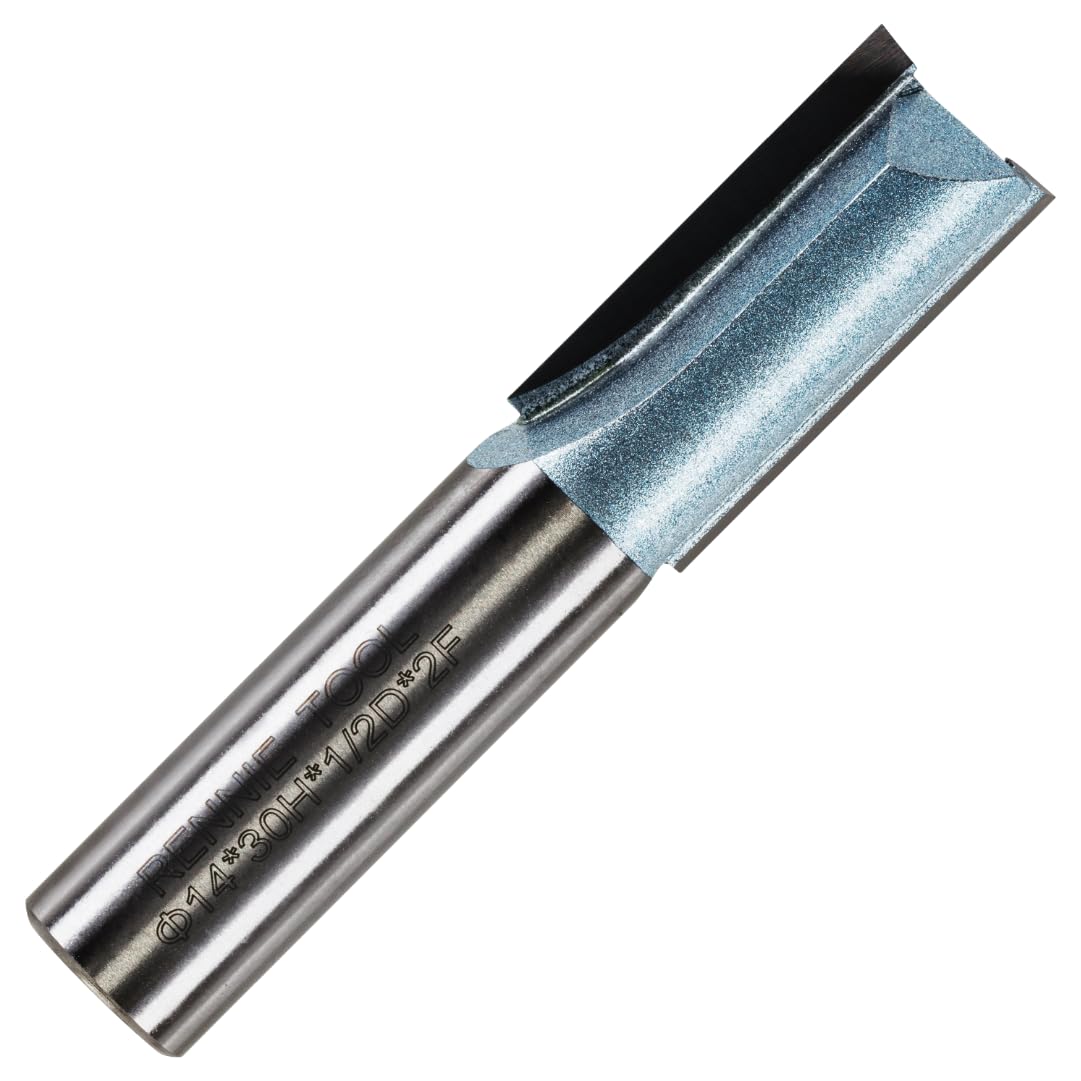 Rennie Tools - 14mm Cutting Diameter x 30mm Flute x 1/2" Shank TCT Tipped 2 Flute Straight Router Cutter Bit. Compatible With Makita Trend Festool Hikoki Dewalt Router Etc. 14mm Router Bit