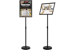VAIIGO 11 x 17 Inch Adjustable Pedestal Sign Holder Poster Stand, Heavy Duty Floor Standing Sign Holder Stand Aluminum Snap O