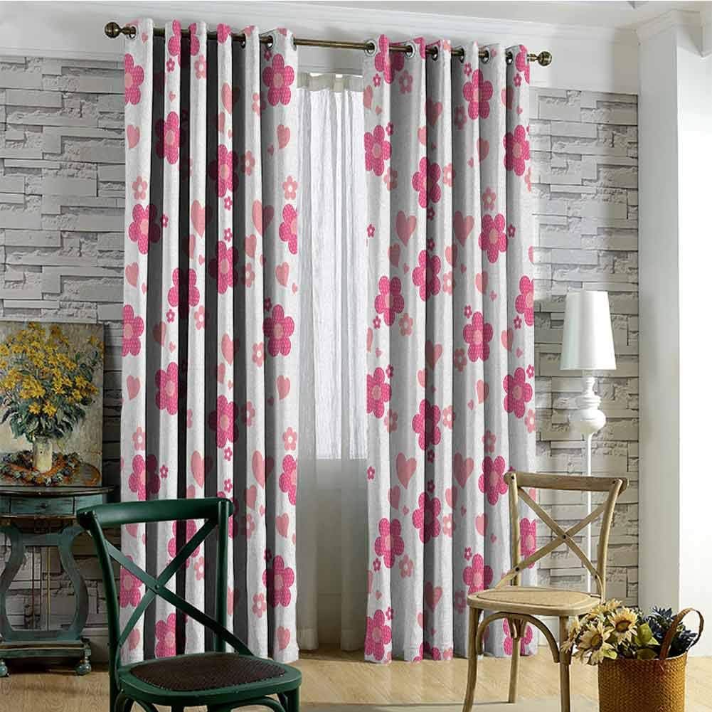 Cortina de color rosa y blanco, 100% opaca, estilo margaritas con