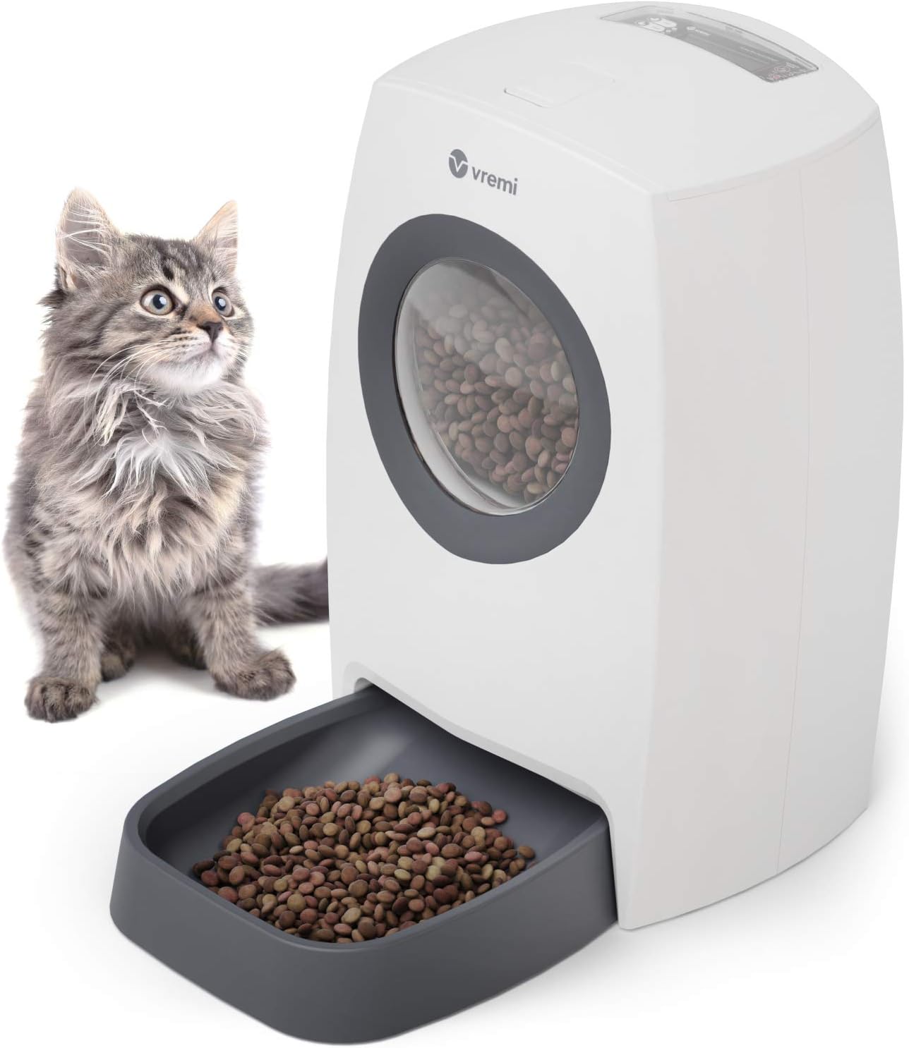 Kitchen & Dining : Vremi Automatic Pet Feeder for Cats and Dogs - Large 6L Capacity - Easily Programmable with Timer for up to 4 Meals Per Day - AC Power with Battery Backup and Voice Recorder for Custom Feeding Message : 