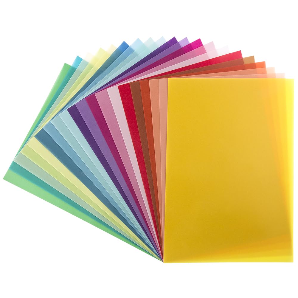 Transparent paper, DIN A4, 20 colours, 130 g/m², colourful paper for crafts, scrapbooking, card making, DIY and much more.