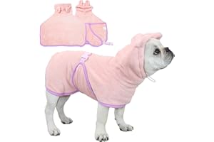Fnaobai Pet Bathrobe for Dog Cat Absorbently Quick Drying Coat Cute Dogs Bath Towel Hooded Robe Adjustable Collar & Belly Strap for Pool Beach (Pink, X-Small)