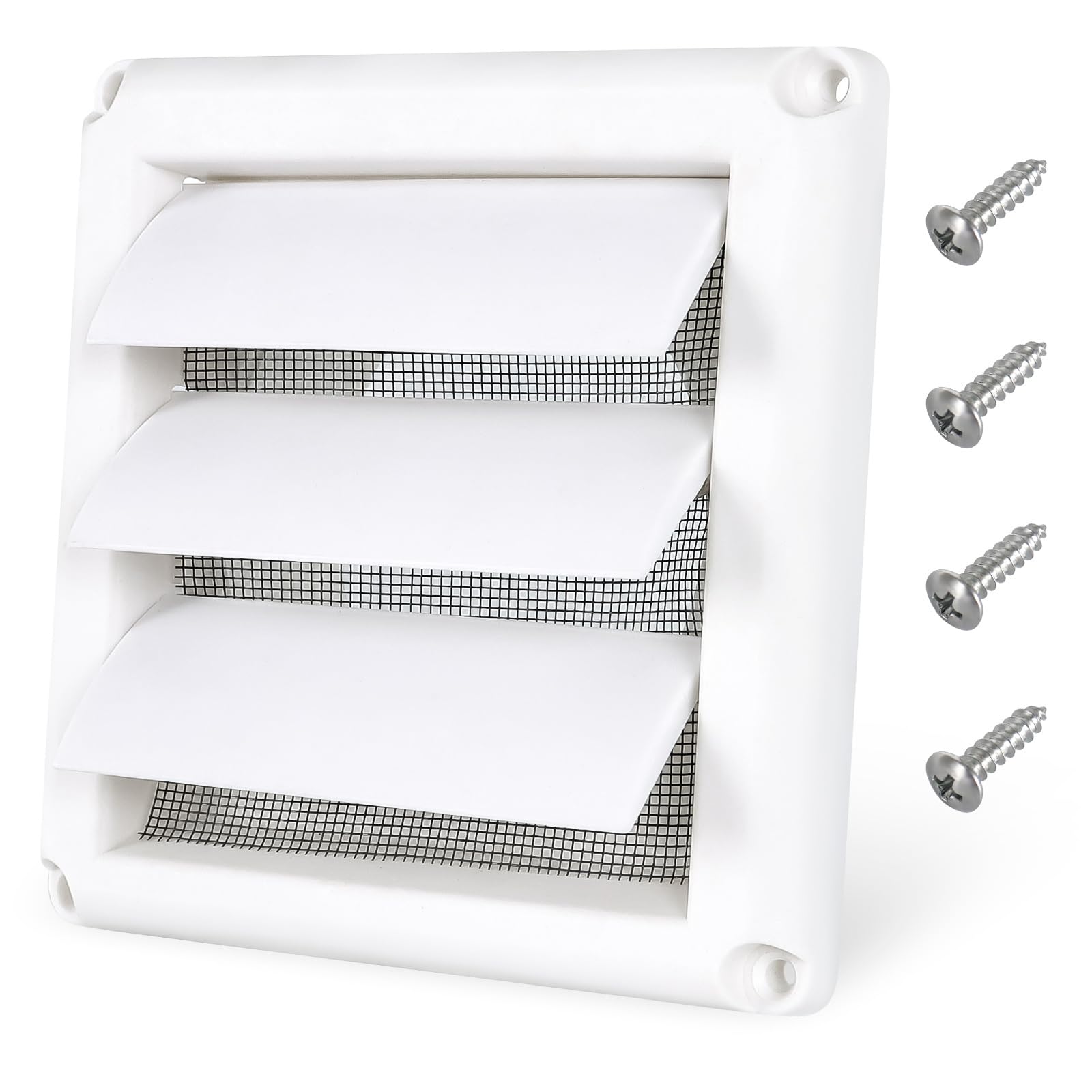 Photo 1 of 6 Inch Louvered Dryer Vent Cover, Outside Exhaust Air Vent Cover with 4 Pcs Screws, Vent Hood Outlet for Exterior Wall, Outside, Outdoor (6 Inch-Active)