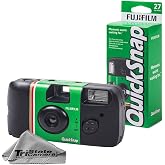 Fujifilm QuickSnap Flash 400 Disposable 35 mm Camera &ndash; ISO 400, 27 Exposures, Built-in Flash, 1-Pack + Microfiber Cleaning Cloth
