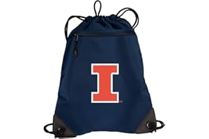 Broad Bay University of Illinois Drawstring Backpack Illini logo Cinch Bag - UNIQUE MESH & MICROFIBER