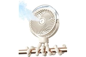 SWEETFULL Misting Stroller Fan – Portable Baby Fan with Spray Cooling, 4 Speeds, Quiet Rechargeable Fans for Travel, Outdoor,