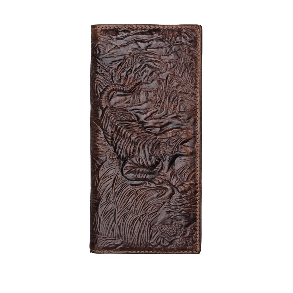 Mens Brown Wallet with Credit Card Holder Tiger Pattern L