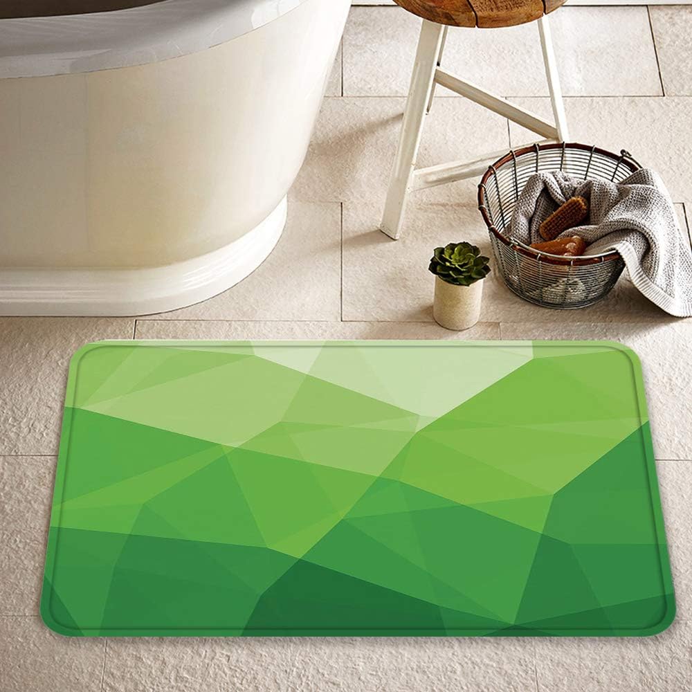 Extra Long Bath Mat 60x100 cm,Green,Abstract Triangle Fractal Pattern