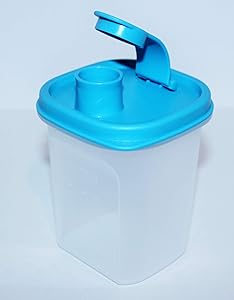 Tupperware Slim Line Pitcher 1 1/4 cup Sheer with blue seal
