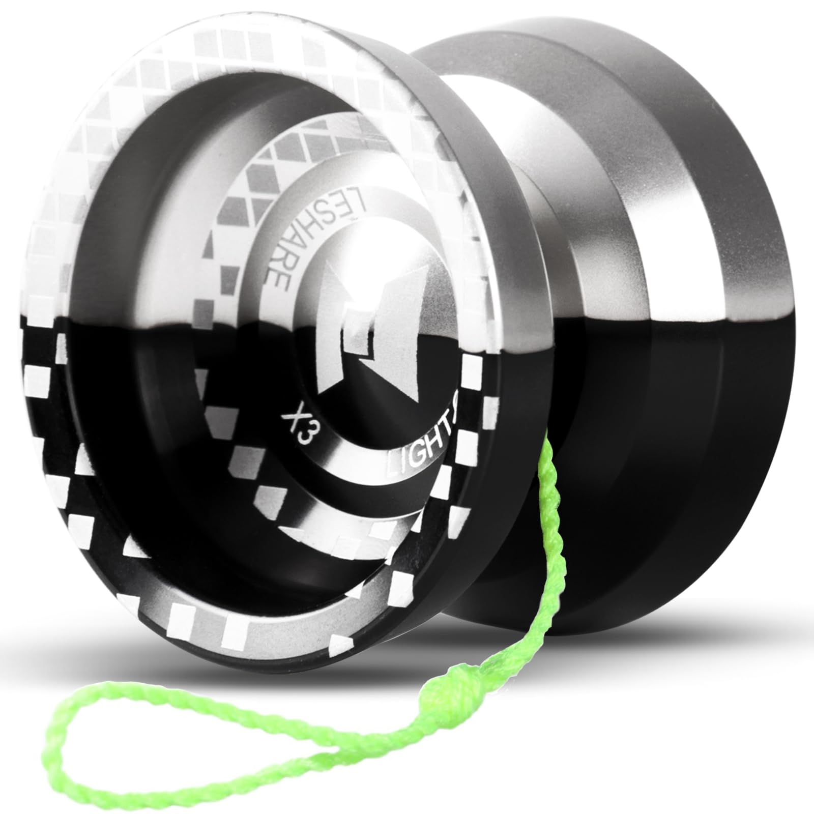 LESHARE Unresponsive Yoyo Professional [Responsive Bearing Included Auto Return] with Ball Bearing Mosaic Extraordinary Yo-Yos Ball Sleeper Yoyos, (Black Silver)