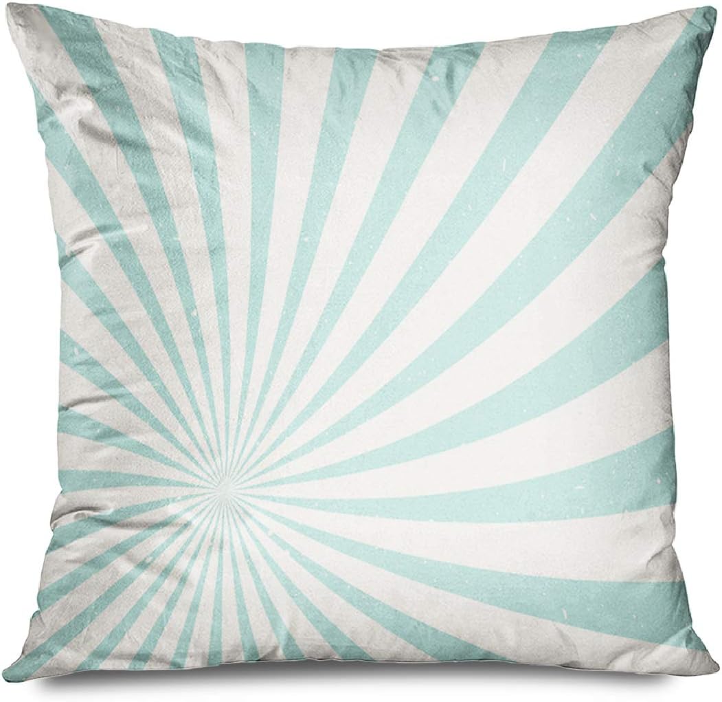 DANGCCI Throw Pillow Cover Square 20x20 Inches Beige Carnival Sunlight Grunge Wide Spiral Green Vintage Blue Sunrise Beam Burn Burst Circus Craft Decorative Pillow Cushion Case Home Decor Pillowcase