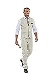 High-End Suits Casual Linen Beige Men's 2 Piece