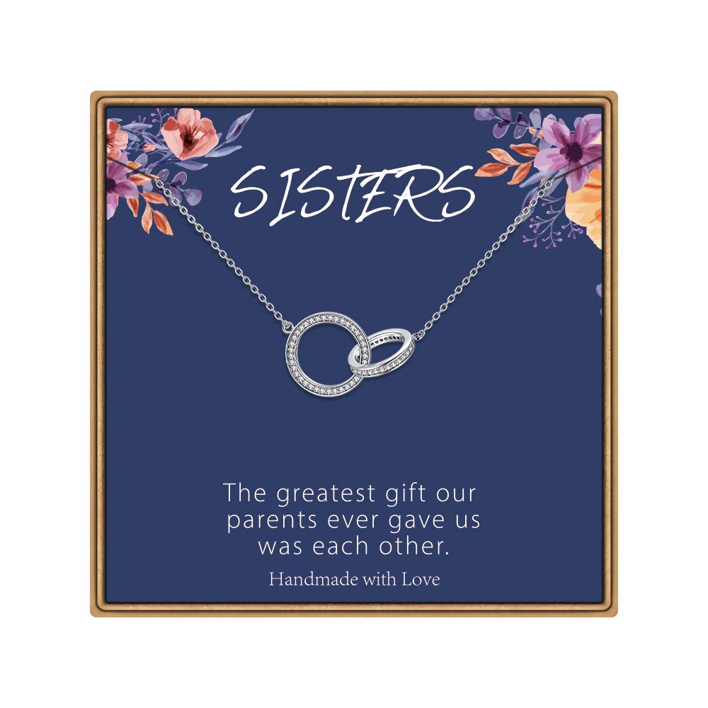 Necklaces for Women Girls, Butterfly Necklace Thank You Gifts 2 Circles Necklace Gifts for Grandma Aunt Niece Stepmother Sister Mother Daughter Necklace Generation Jewelry Teacher Gifts for Women