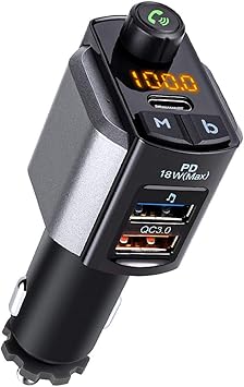 Amazon Com Bluetooth 5 0 Fm Transmitter For Car Bligli Wireless Fm Radio Adapter Bass Sound Music Player Bt Car Kit With Type C Pd 18w Qc3 0 Usb Port Hands Free Calling And Support Siri Google Assistant