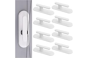 Grevosea 8 Pieces Blind Cord Winding Safety Blind Cord Hooks Blind Cord Holder Adhesive Wall Hook Wrap Cleats Baby Proofing for Home Office Window Blinds Curtains Sun Shades Ropes White